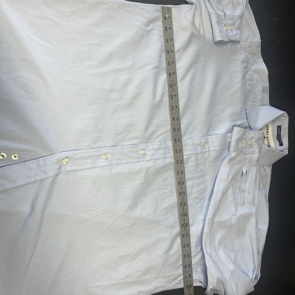 Tommy Hilfiger Mens Dress Shirt 16 34-35 Blue White Cotton Long Sleeve - Picture 5 of 10